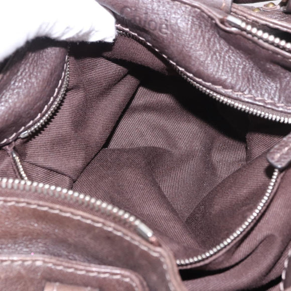 Chloe Paddington Hand Bag Leather Brown Gold Silver Auth 190182SAV