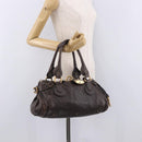 Chloe Paddington Hand Bag Leather Brown Gold Silver Auth 190182SAV-27