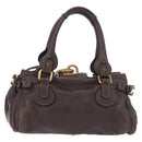 Chloe Paddington Hand Bag Leather Brown Gold Silver Auth 190182SAV-3