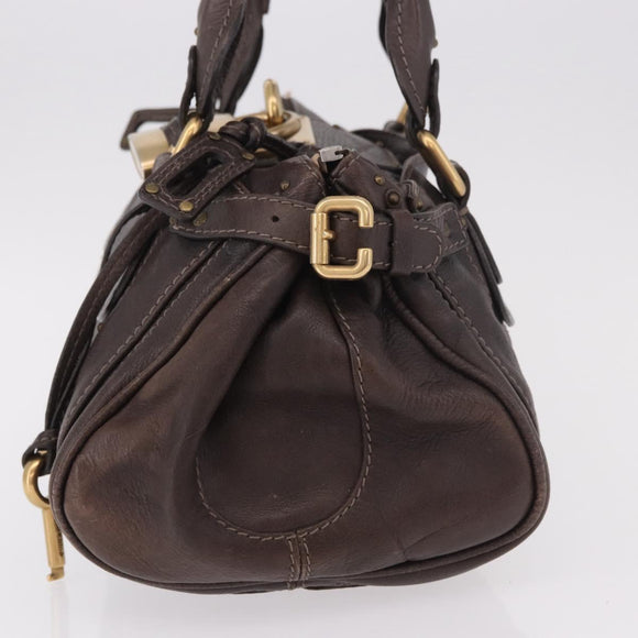 Chloe Paddington Hand Bag Leather Brown Gold Silver Auth 190182SAV