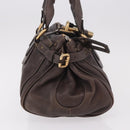 Chloe Paddington Hand Bag Leather Brown Gold Silver Auth 190182SAV-5