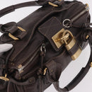 Chloe Paddington Hand Bag Leather Brown Gold Silver Auth 190182SAV-6
