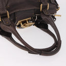 Chloe Paddington Hand Bag Leather Brown Gold Silver Auth 190182SAV-7
