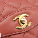 CHANEL Matelasse Ketting Schoudertas Lamsleer Roze Goud CC Auth 190185SAM-18