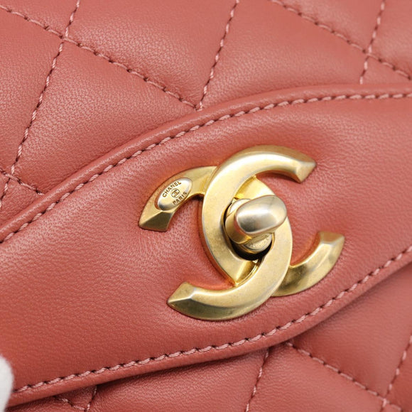 CHANEL Matelasse Ketting Schoudertas Lamsleer Roze Goud CC Auth 190185SAM