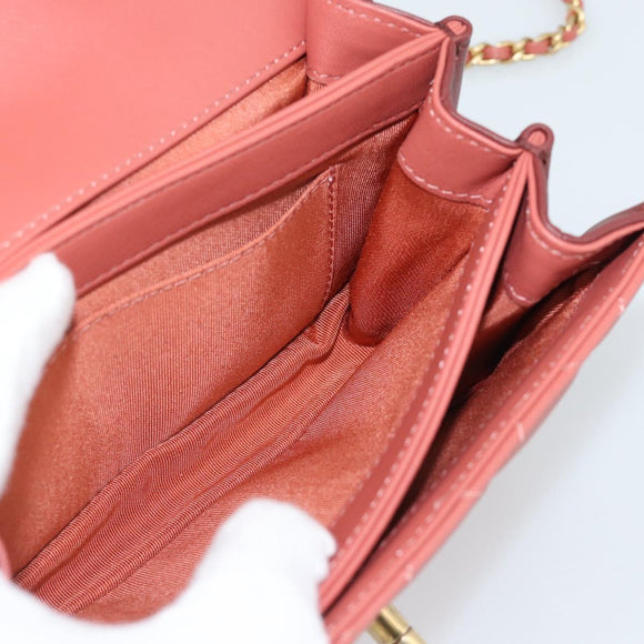 CHANEL Matelasse Ketting Schoudertas Lamsleer Roze Goud CC Auth 190185SAM