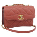 CHANEL Matelasse Ketting Schoudertas Lamsleer Roze Goud CC Auth 190185SAM-1