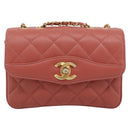 CHANEL Matelasse Ketting Schoudertas Lamsleer Roze Goud CC Auth 190185SAM-13