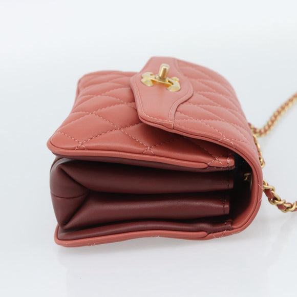 CHANEL Matelasse Ketting Schoudertas Lamsleer Roze Goud CC Auth 190185SAM