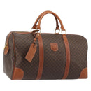 CELINE Macadam Canvas Boston Bag PVC Leather Brown Gold Auth 190187A-1
