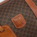 CELINE Macadam Canvas Boston Bag PVC Leather Brown Gold Auth 190187A-18
