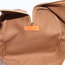 CELINE Macadam Canvas Boston Bag PVC Leather Brown Gold Auth 190187A-20