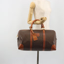 CELINE Macadam Canvas Boston Bag PVC Leather Brown Gold Auth 190187A-24