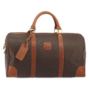 CELINE Macadam Canvas Boston Bag PVC Leather Brown Gold Auth 190187A-13