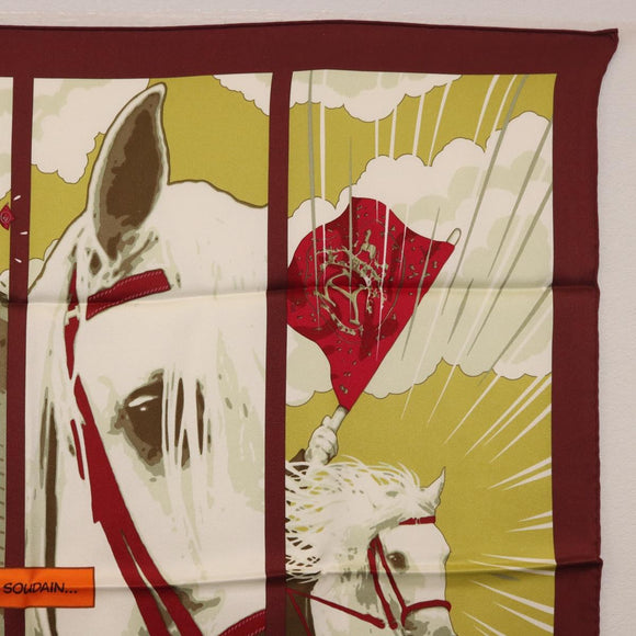HERMES Carre 70 Scarf ""QUAND SOUDAIN"" Silk Red Auth 190192M