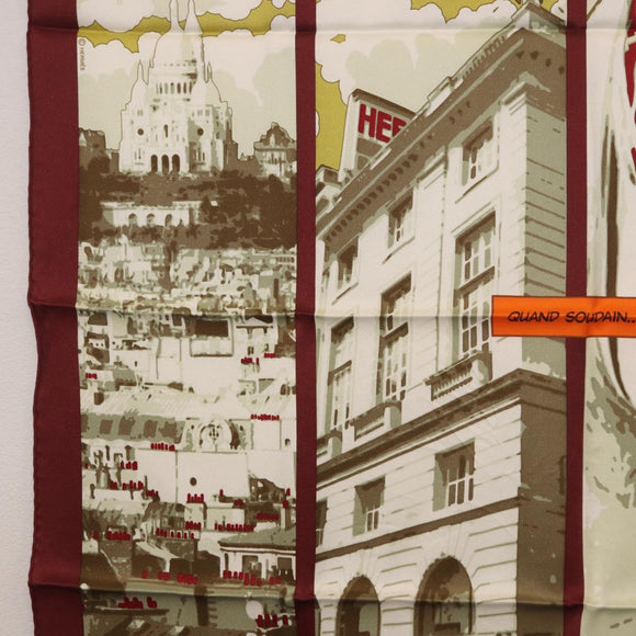 HERMES Carre 70 Scarf ""QUAND SOUDAIN"" Silk Red Auth 190192M