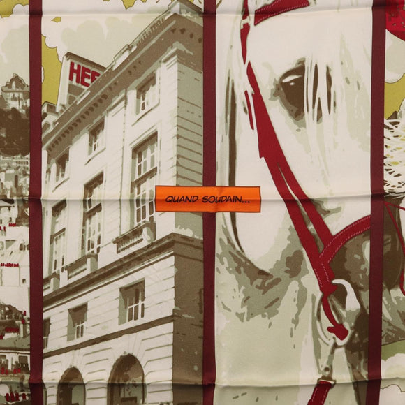 HERMES Carre 70 Scarf ""QUAND SOUDAIN"" Silk Red Auth 190192M