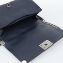 CHANEL Boy Chanel Chain Shoulder Bag Denim Blue Silver CC Auth 190194SAM-18