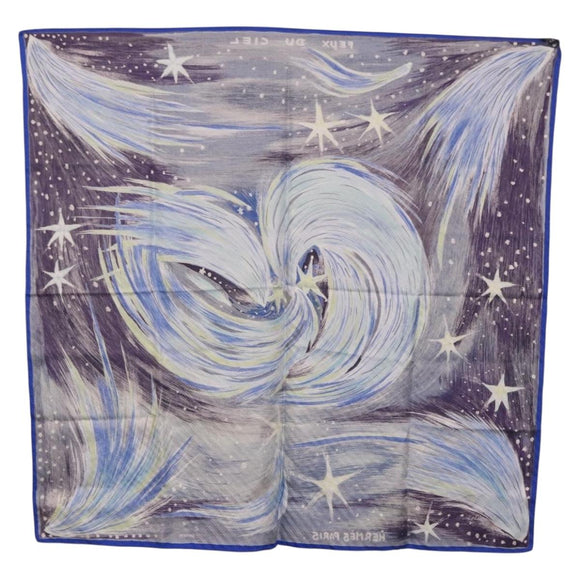 HERMES Carre 90 Scarf ""FEUX DU CIEL"" Silk Blue Auth 190195