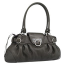 Salvatore Ferragamo Gancini Tote Bag Leather Khaki Silver Auth 190197A-1