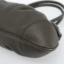 Salvatore Ferragamo Gancini Tote Bag Leather Khaki Silver Auth 190197A-14