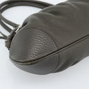 Salvatore Ferragamo Gancini Tote Bag Leather Khaki Silver Auth 190197A-15