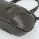 Salvatore Ferragamo Gancini Tote Bag Leather Khaki Silver Auth 190197A-16