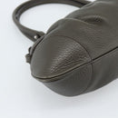 Salvatore Ferragamo Gancini Tote Bag Leather Khaki Silver Auth 190197A-17