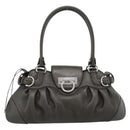 Salvatore Ferragamo Gancini Tote Bag Leather Khaki Silver Auth 190197A-13