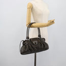 Salvatore Ferragamo Gancini Tote Bag Leather Khaki Silver Auth 190197A-22