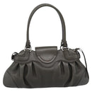 Salvatore Ferragamo Gancini Tote Bag Leather Khaki Silver Auth 190197A-2