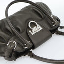 Salvatore Ferragamo Gancini Tote Bag Leather Khaki Silver Auth 190197A-6