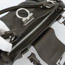 Salvatore Ferragamo Gancini Tote Bag Leather Khaki Silver Auth 190197A-7