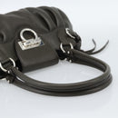 Salvatore Ferragamo Gancini Tote Bag Leather Khaki Silver Auth 190197A-8