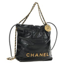 CHANEL CHANEL22 Chain Hand Bag Lamb Skin Black Gold CC Auth 190198SAM-1