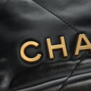 CHANEL CHANEL22 Chain Hand Bag Lamb Skin Black Gold CC Auth 190198SAM-21