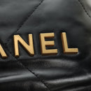 CHANEL CHANEL22 Chain Hand Bag Lamb Skin Black Gold CC Auth 190198SAM-22