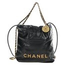 CHANEL CHANEL22 Chain Hand Bag Lamb Skin Black Gold CC Auth 190198SAM-13