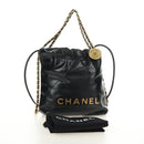 CHANEL CHANEL22 Chain Hand Bag Lamb Skin Black Gold CC Auth 190198SAM-12