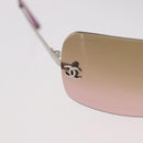CHANEL COCO Mark Sunglasses metal Silver tone CC Auth 190199M-5