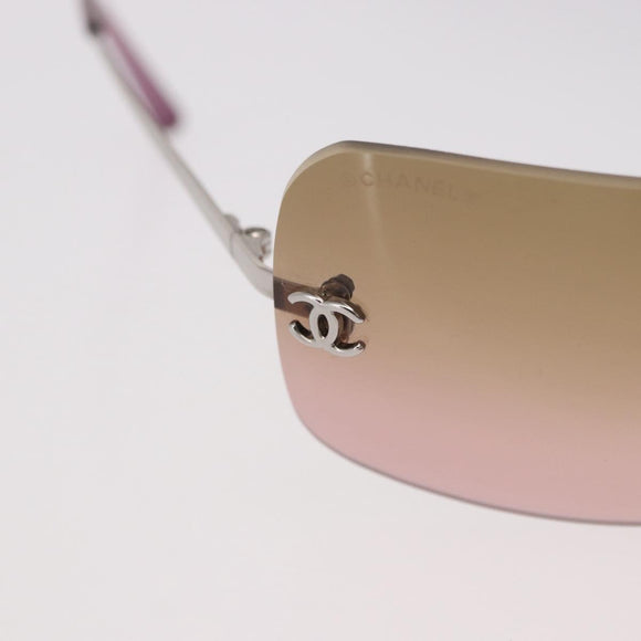 CHANEL COCO Mark Sunglasses metal Silver tone CC Auth 190199M