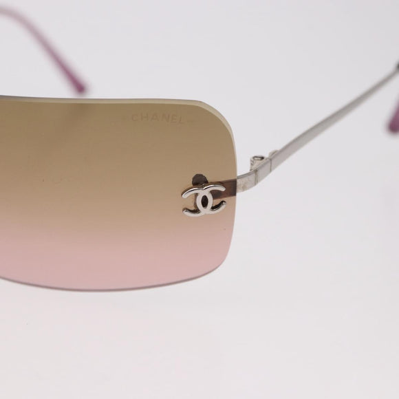 CHANEL COCO Mark Sunglasses metal Silver tone CC Auth 190199M