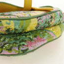 Christian Dior Micro Saddle Hand Bag Canvas Beads 2way Green Gold Auth 190200SAM-17