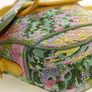 Christian Dior Micro Saddle Hand Bag Canvas Beads 2way Green Gold Auth 190200SAM-18