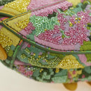 Christian Dior Micro Saddle Hand Bag Canvas Beads 2way Green Gold Auth 190200SAM-20