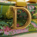 Christian Dior Micro Saddle Hand Bag Canvas Beads 2way Green Gold Auth 190200SAM-22