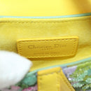 Christian Dior Micro Saddle Hand Bag Canvas Beads 2way Green Gold Auth 190200SAM-25