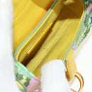 Christian Dior Micro Saddle Hand Bag Canvas Beads 2way Green Gold Auth 190200SAM-10