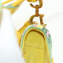 Christian Dior Micro Saddle Hand Bag Canvas Beads 2way Green Gold Auth 190200SAM-26