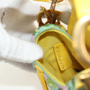 Christian Dior Micro Saddle Hand Bag Canvas Beads 2way Green Gold Auth 190200SAM-27